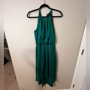 BANANA REPUBLIC HI-LOW GREEN SATIN DRESS